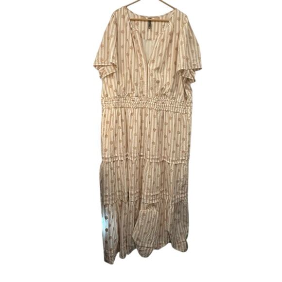 Anthropologie The Somerset Embroidered Floral Maxi Dress Size 3X Boho Tiered - Picture 1 of 9